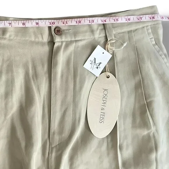 Joseph & Feiss Shorts Men's Sz 38 Khaki 100% Silk Chino Pleated Resort Vacay NWT - Picture 15 of 15